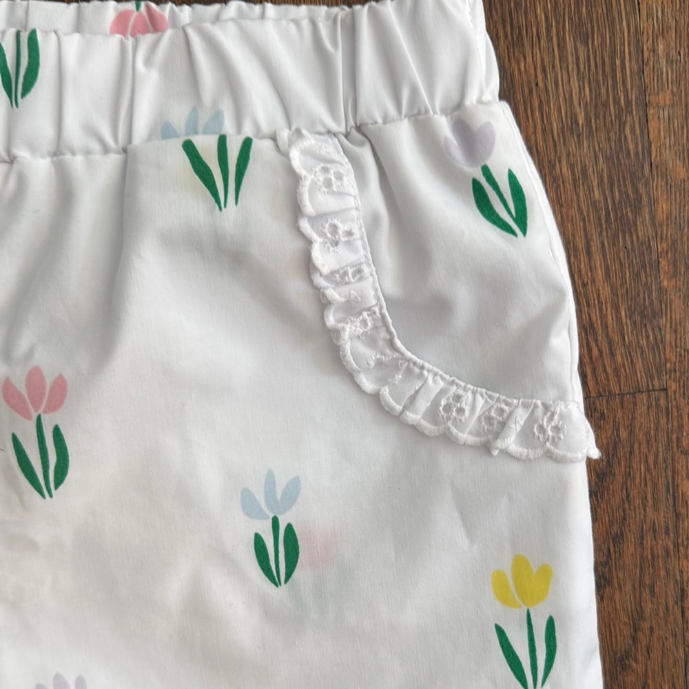 Floral Print White Shorts - Picture 2 of 5